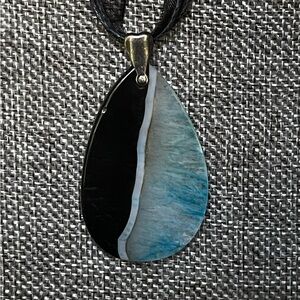 Onyx Agate Pendant 1x2” Teardrop Shape Natural Stone Great Christmas Gift